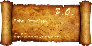 Pahr Orsolya névjegykártya